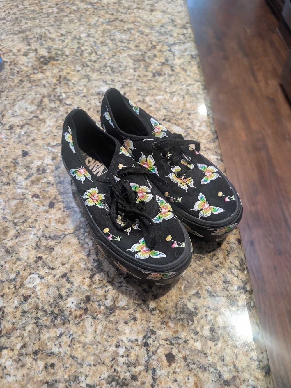 Vans Black Low-Top Sneakers with Multicolor Butterfly Print